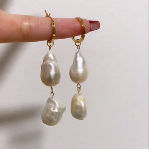 DOUBLE UP PEARL EARRINGS - Sample Sale