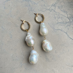 DOUBLE UP PEARL EARRINGS - Sample Sale