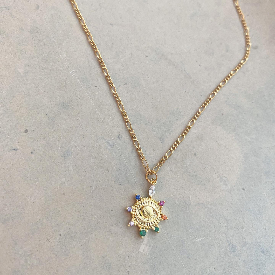 CZ Gold Eye Necklace